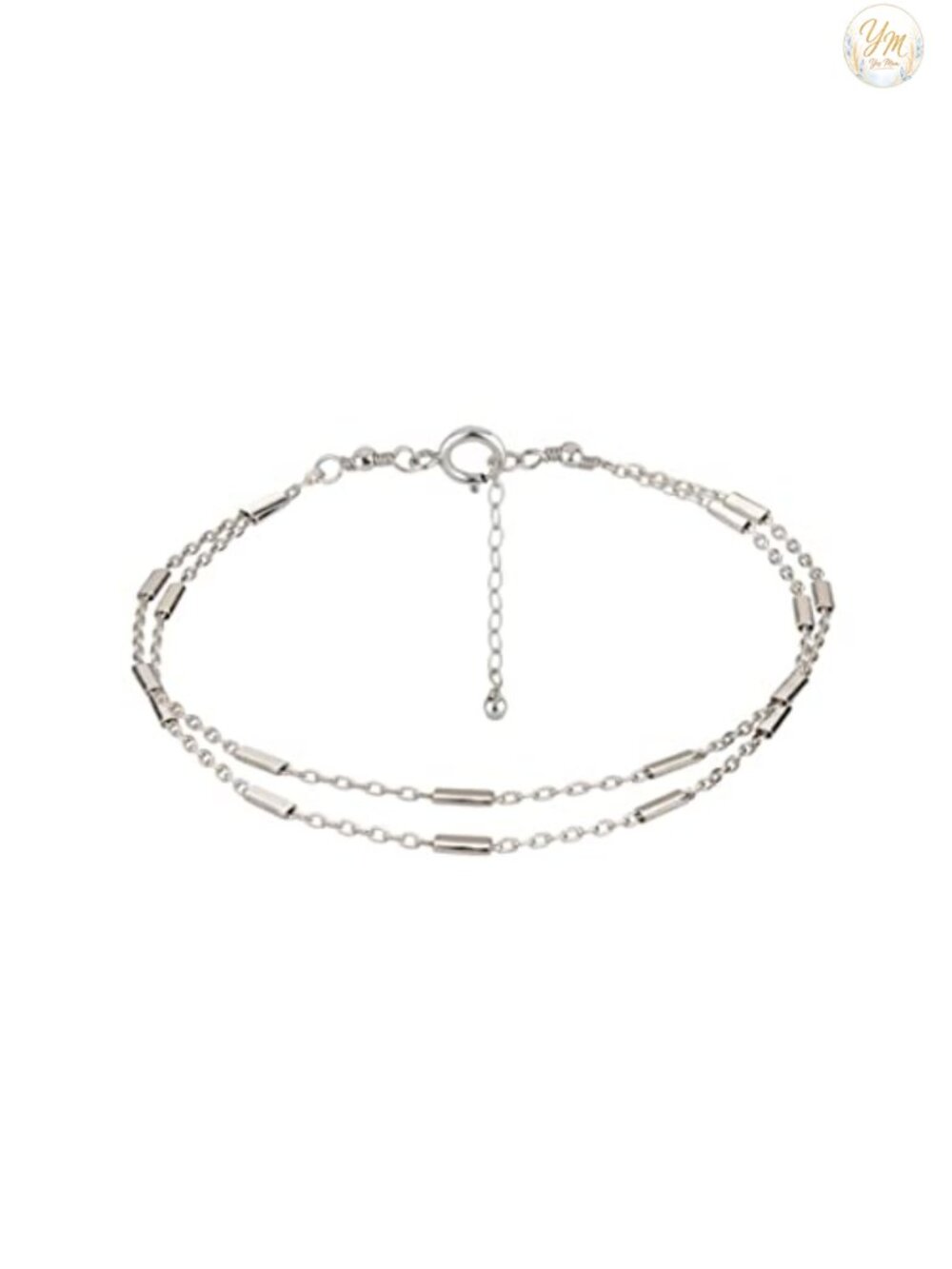 Sterling Silver Double Layered Chain Bracelet for Women, Minimalist Waterproof